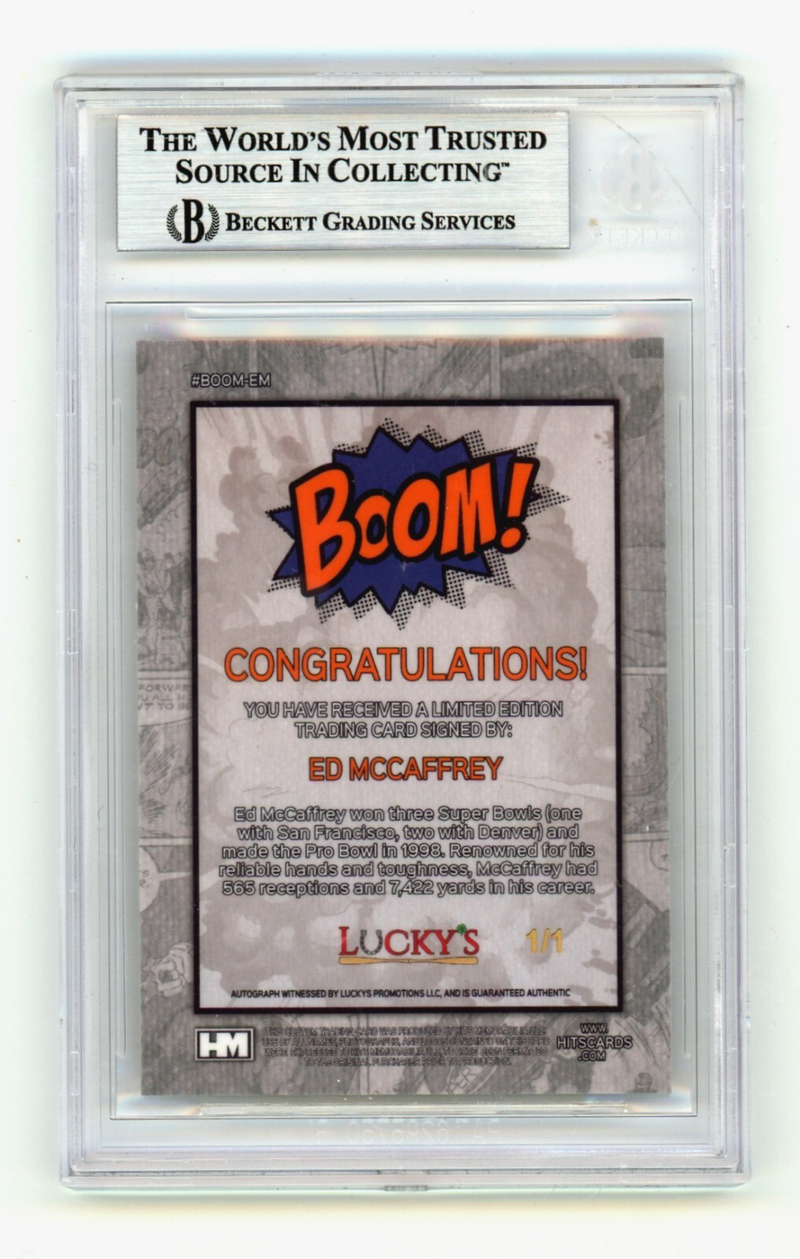 Ed McCaffrey 2024 Hits Memorabilia BOOM Super 1/1 Signed BGS BAS Auto Denver