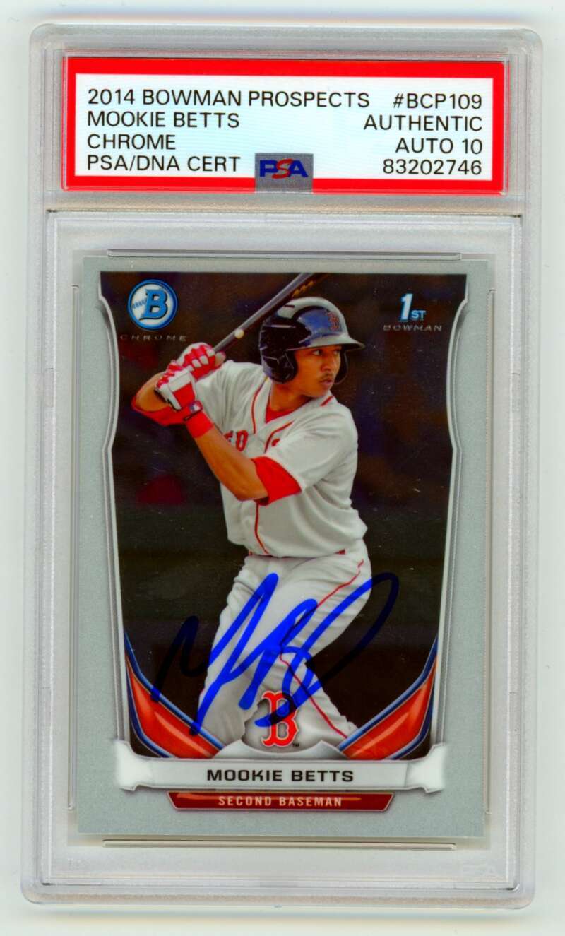 Mookie Betts 2014 Bowman Chrome Prospects #BCP109 1st RC Signed PSA 10 Auto