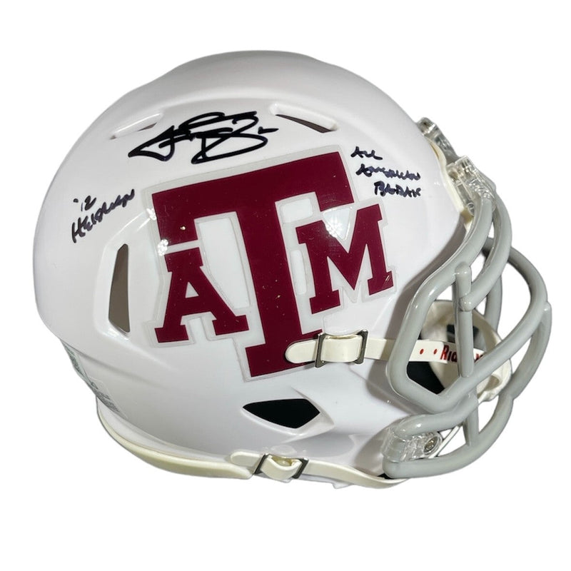 Johnny Manziel Signed Texas A&M Speed Mini Helmet w/ 2 Insc Beckett Wit BAS COA