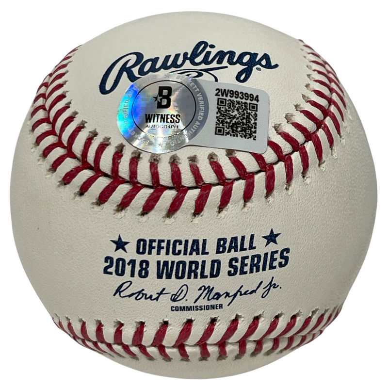 Steve Pearce Signed 2018 World Series Baseball WS MVP + Stats Beckett W BAS COA
