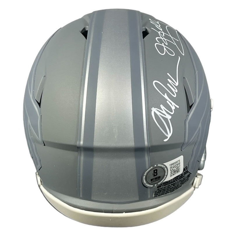 Kelly Reed Thomas Triple Signed Bills Slate Mini Helmet Beckett Wit BAS COA