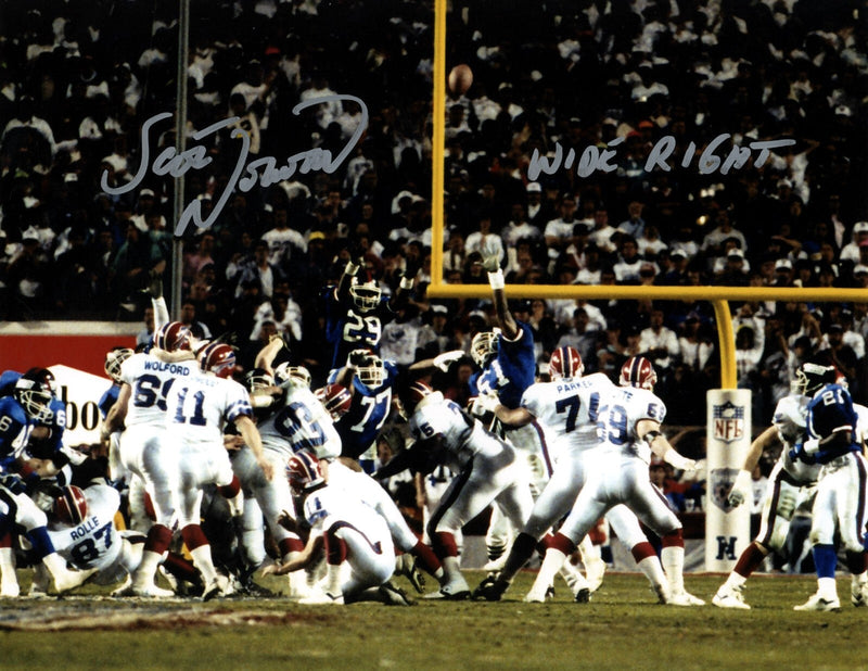 Scott Norwood Signed Buffalo Bills 8x10 Photo w/ Wide Right LSCM COA #1
