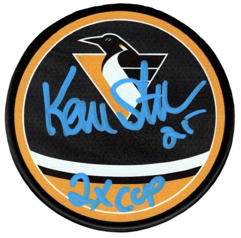 Kevin Stevens Signed Penguins Reverse Retro Puck w/ 2x Cup  Insc JSA Witness COA