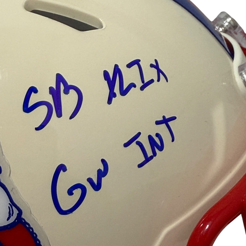 Malcolm Butler Signed Patriots Retro Mini Helmet w/ SB XLIX GW INT JSA Wit COA