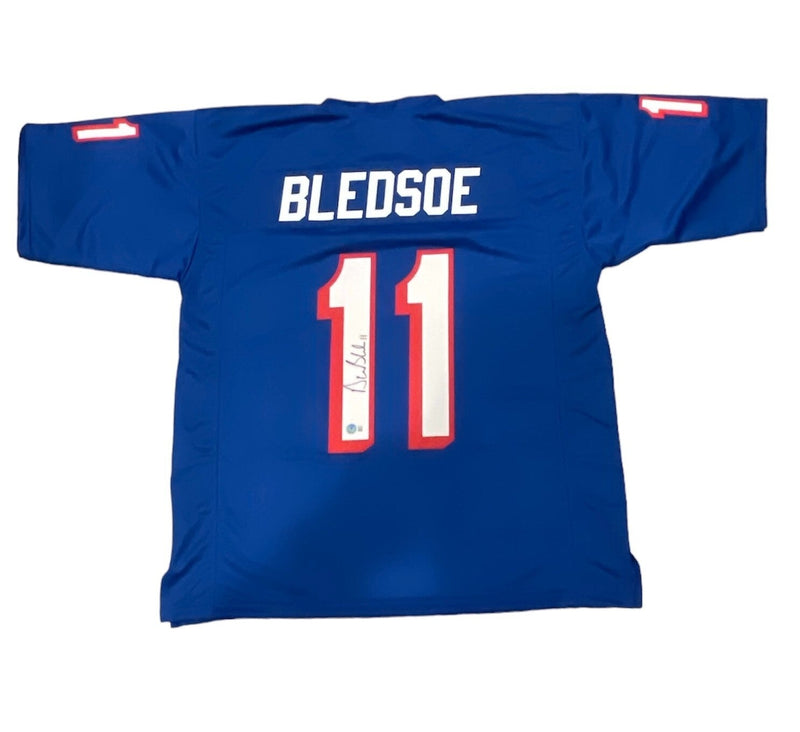 Drew Bledsoe Signed New England Patriots Custom Jersey Beckett BAS COA