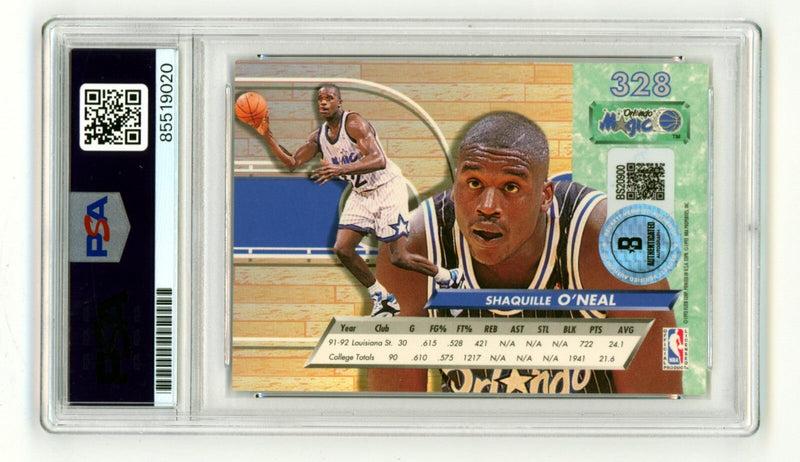 Shaquille O'Neal 1992-93 Fleer Ultra #328 Rookie RC Signed PSA 10 Auto BAS Shaq