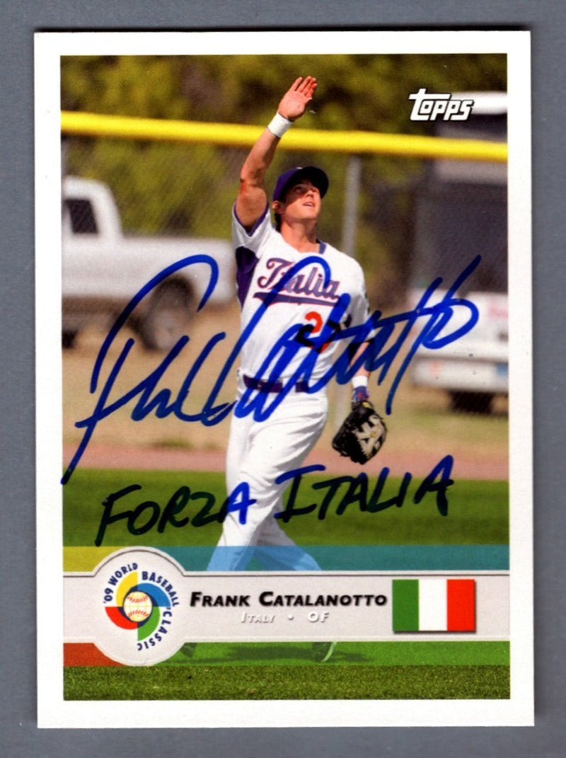 Frank Catalanotto Signed 2009 Topps WBC #11 w/ Forza Italia Insc. LSCM COA Italy
