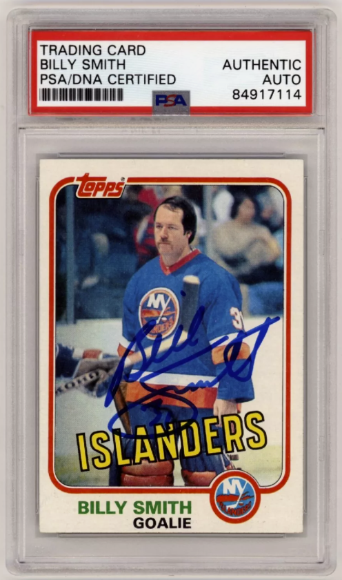 Billy Smith 1981-82 Topps East #93 Signed PSA Authentic Auto Islanders HOF