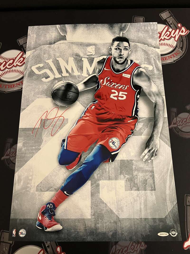 Ben Simmons Signed 16x24 Photo Driven Upper Deck UDA COA 76ers Red Ink