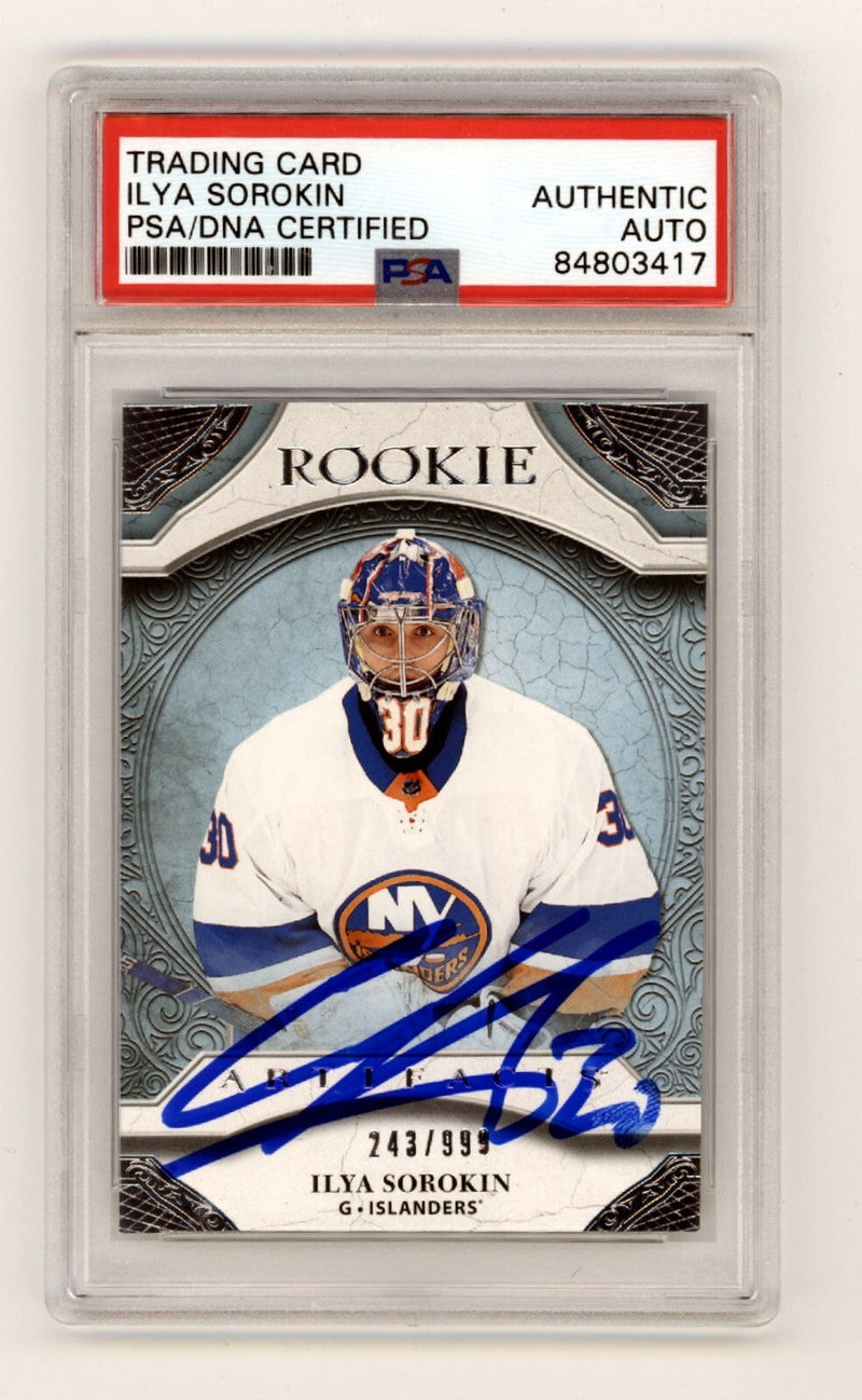 Ilya Sorokin 2020-21 Upper Deck Artifacts Rookie RC #243/999 Signed PSA Auto