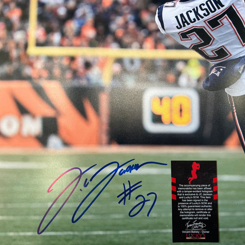 JC Jackson Signed Auto 16x20 Photo PSA ITP COA New England Patriots WHITE INT