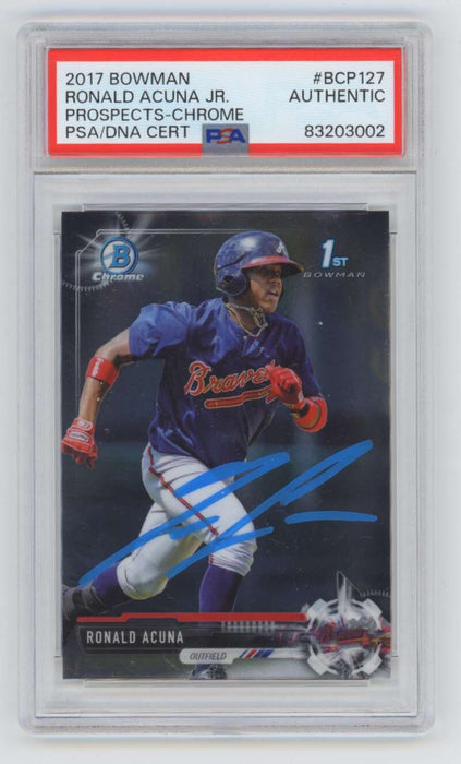 Ronald Acuna Jr 2017 Bowman Chrome #BCP-127 1st Rookie Signed PSA Authentic Auto