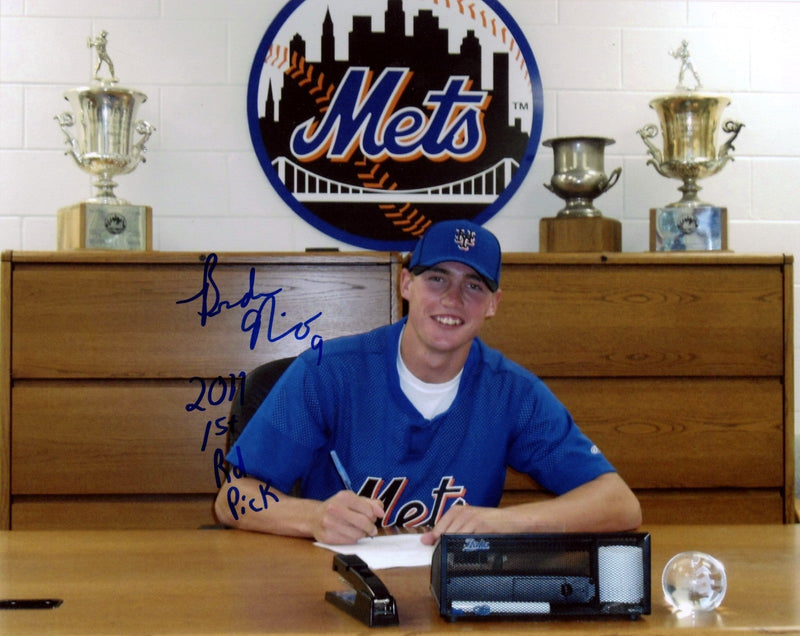 Brandon Nimmo Signed New York Mets 8x10 Photo w/ 2011 1st Rd Pick LSCM COA #7