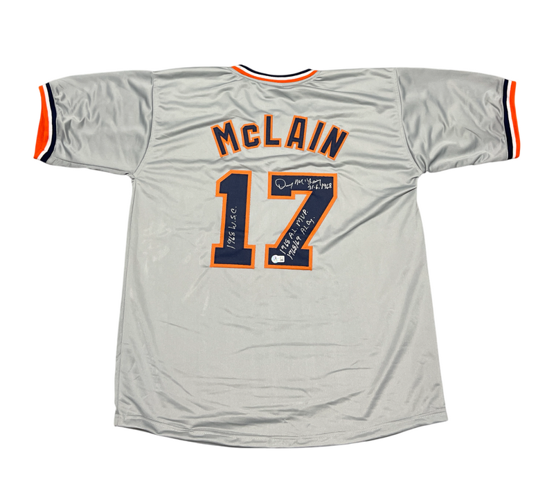 Denny McLain Signed Tigers Custom Grey Jersey w/ 4 Insc Beckett Wit BAS COA