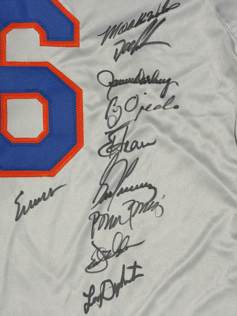 New York Mets 1986 World Series (23 Auto) Team Signed Custom Jersey Insc JSA COA