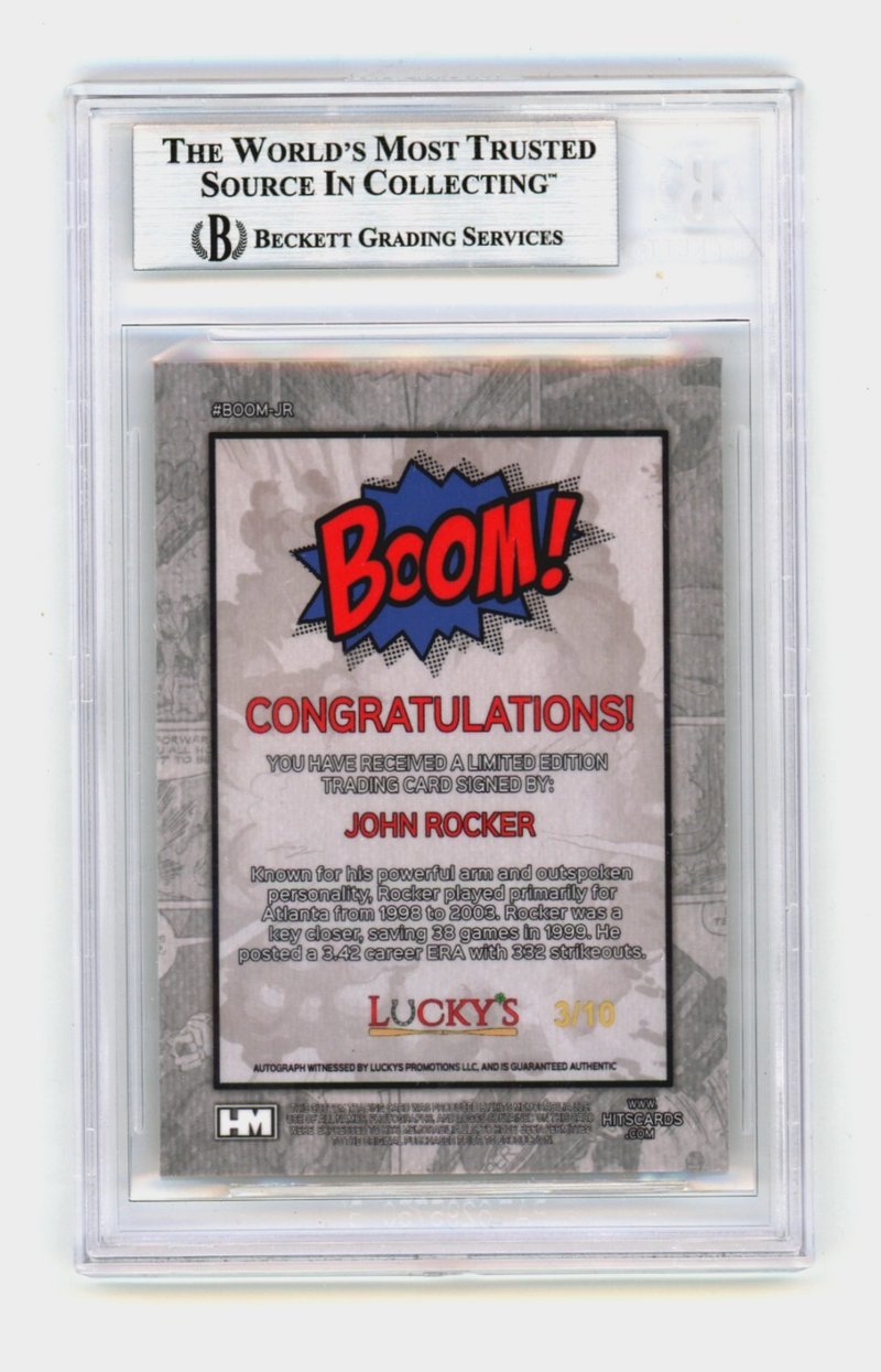 John Rocker 2024 Hits Memorabilia BOOM Gold /10 Signed BGS BAS Auto Atlanta