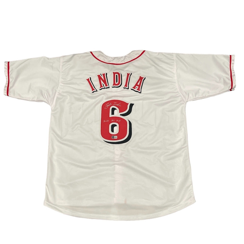 Jonathan India Signed Reds Custom Jersey w/ 2021 ROY Beckett Witness BAS COA