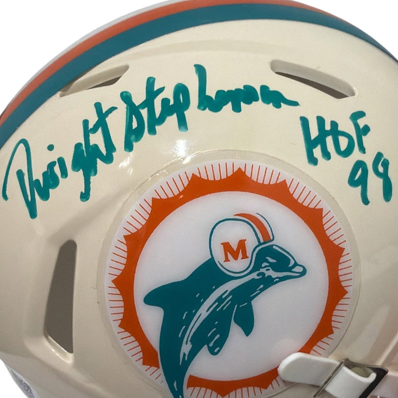 Dwight Stephenson Signed Dolphins Retro Mini Helmet w/ HOF 98 JSA Witness COA