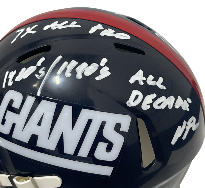 Sean Landeta Signed New York Giants TB Mini Helmet w/ 3 Insc Beckett Wit BAS COA
