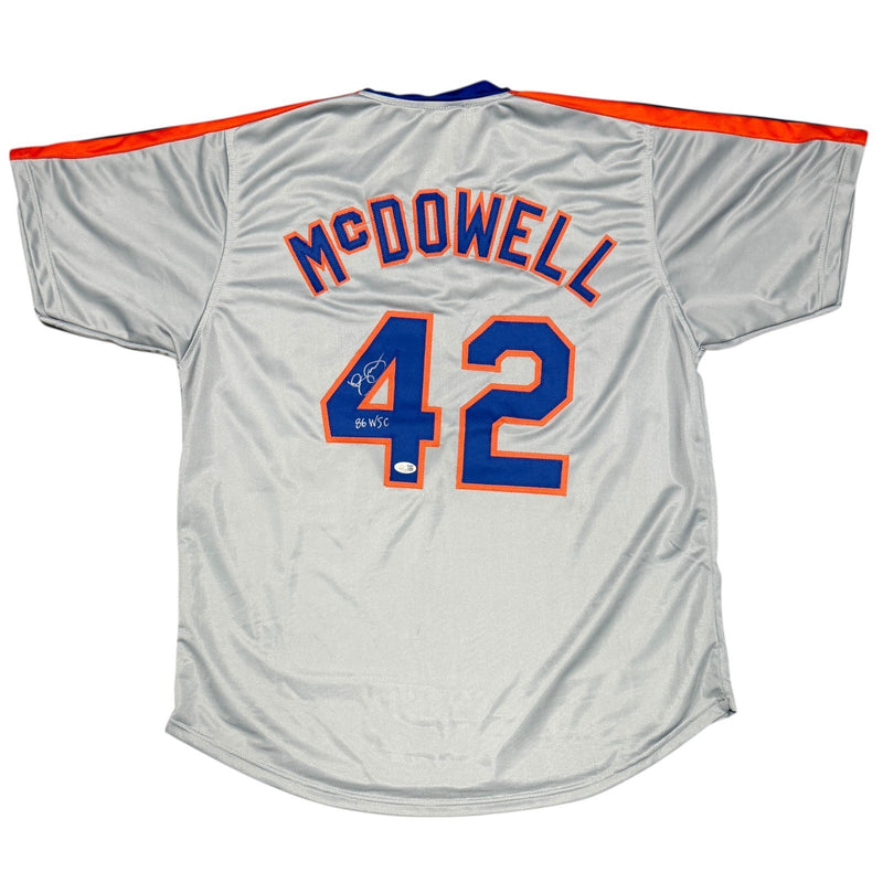 Roger McDowell Signed New York Mets Custom Jersey w/ 86 WSC JSA Witness COA