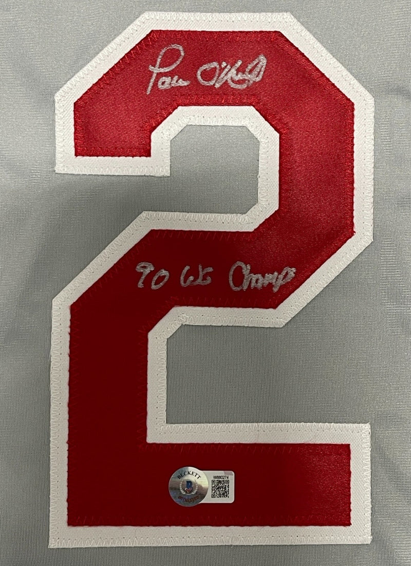 Paul O'Neill Signed Reds Custom Jersey w/ 90 WS Champ Beckett Witness BAS COA