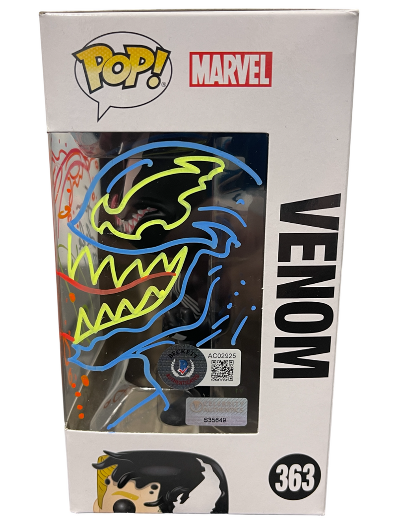 Tom Hardy Signed Venom Funko Pop #363 w/ Sam De La Rosa Sketch BAS & JSA COA B