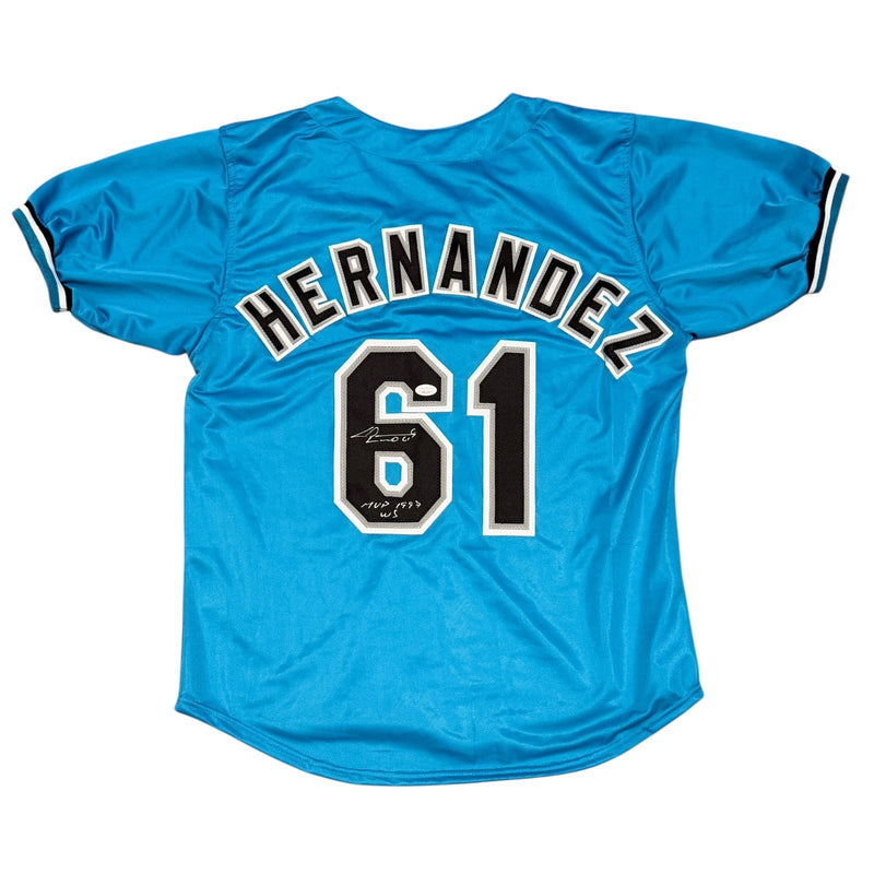 Livan Hernandez Signed Florida Marlins Custom Jersey w/ MVP 1997 WS JSA COA