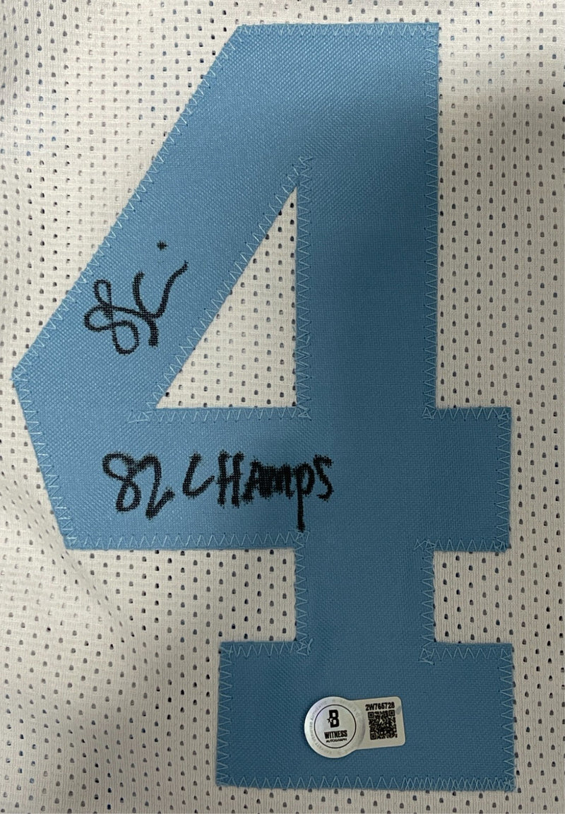 Sam Perkins Signed North Carolina UNC Custom Jersey w/ 82 Champs Beckett BAS COA