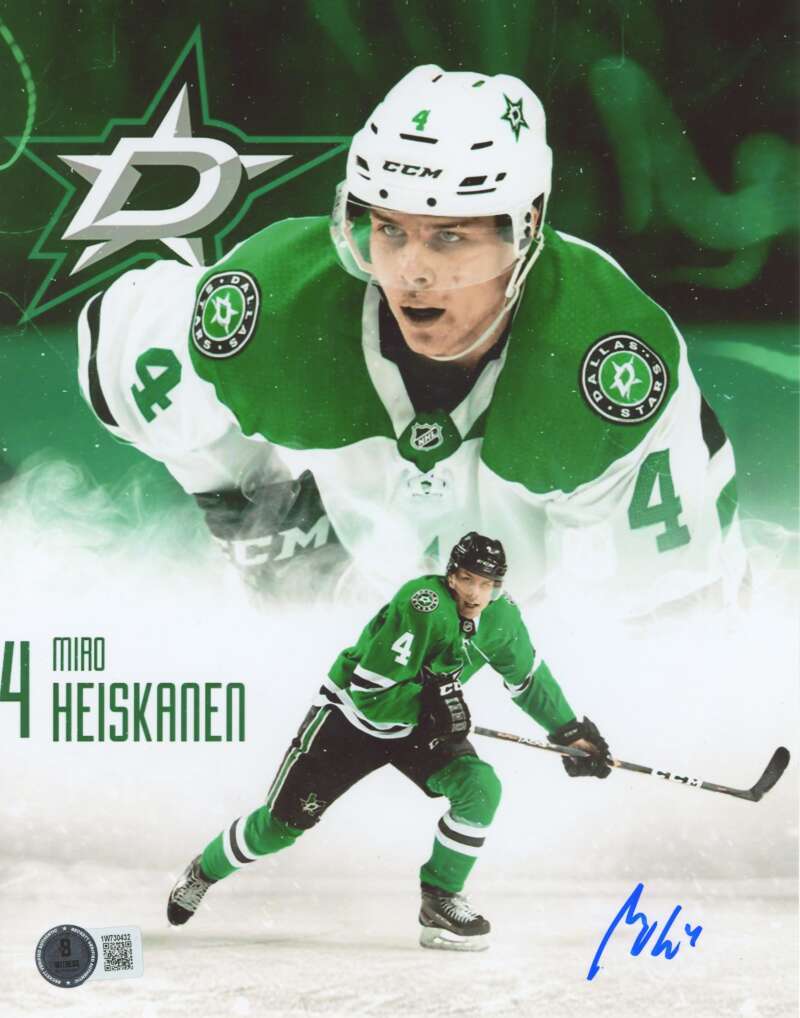Miro Heiskanen Signed Dallas Stars 8x10 Photo  Beckett Witness BAS COA #1