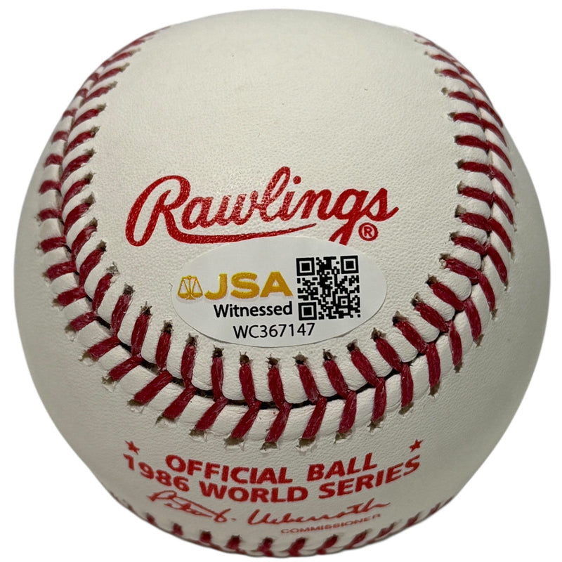 Roger McDowell Signed 1986 World Series Baseball w/ WS Champs GM 7 WP JSA W COA