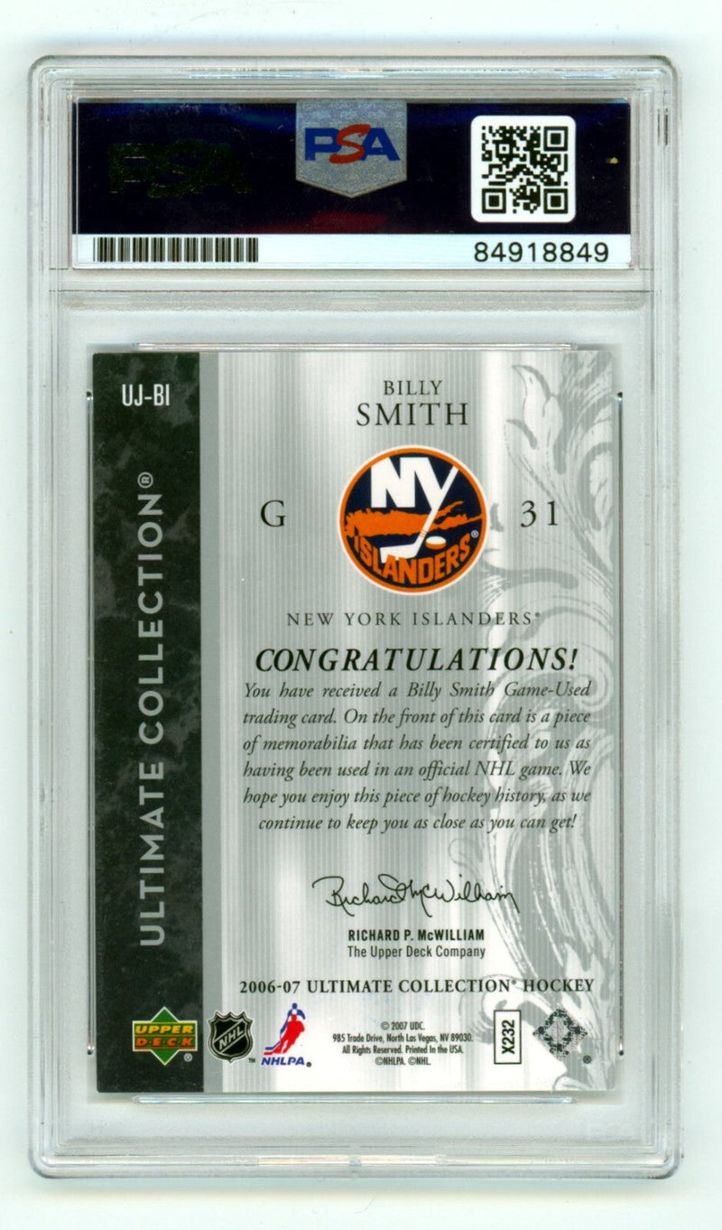 Billy Smith 2006-07 UD Ultimate Collection #UJ-BI Relic Signed HOF /200 PSA Auto