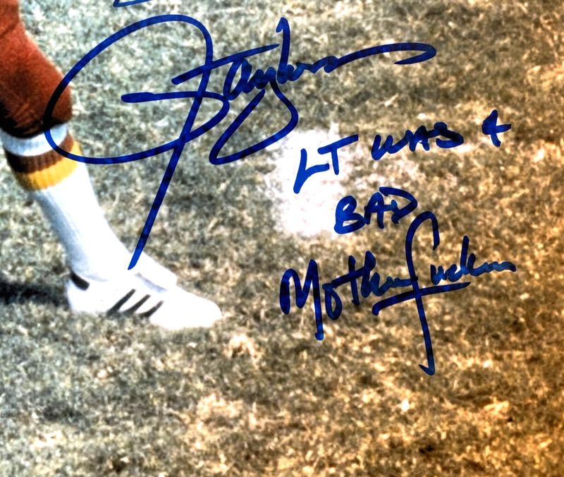 Lawrence Taylor & Joe Theismann Signed 11x14 Photo LT Got Me & Bad MFer JSA COA