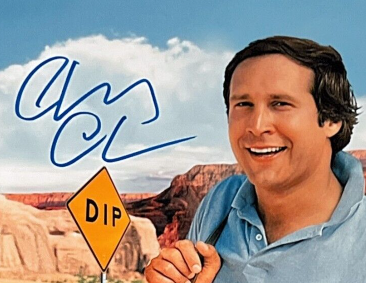 Chevy Chase Signed Auto 11x17 Mini Poster Photo Vacation Beckett Witness BAS COA