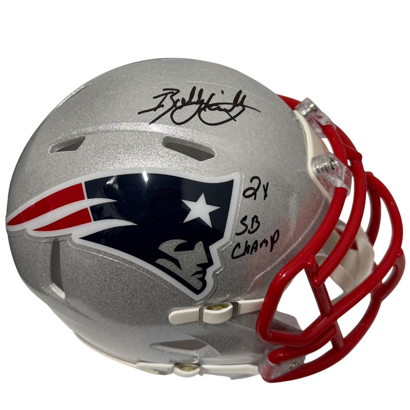 Bobby Hamilton Signed Patriots Speed Mini Helmet w/ 2x SB Champ JSA Witness COA