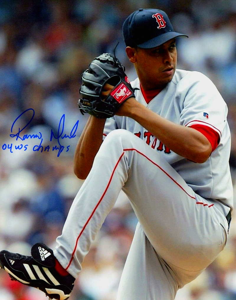 Ramiro Mendoza Signed Boston Red Sox 8x10 Photo w/ 04 WS Champs LSCM COA