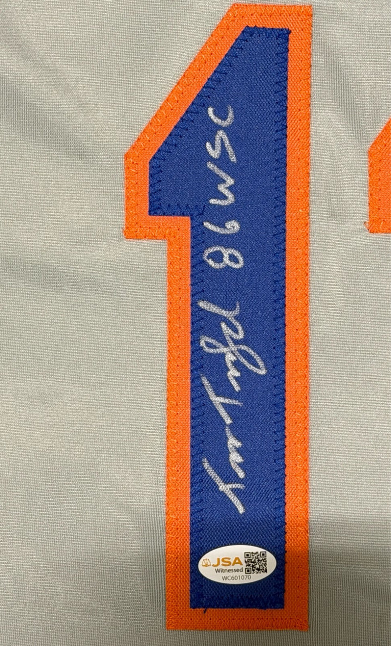 Tim Teufel Signed New York Mets Custom Jersey w/ 86 WSC JSA Witness COA