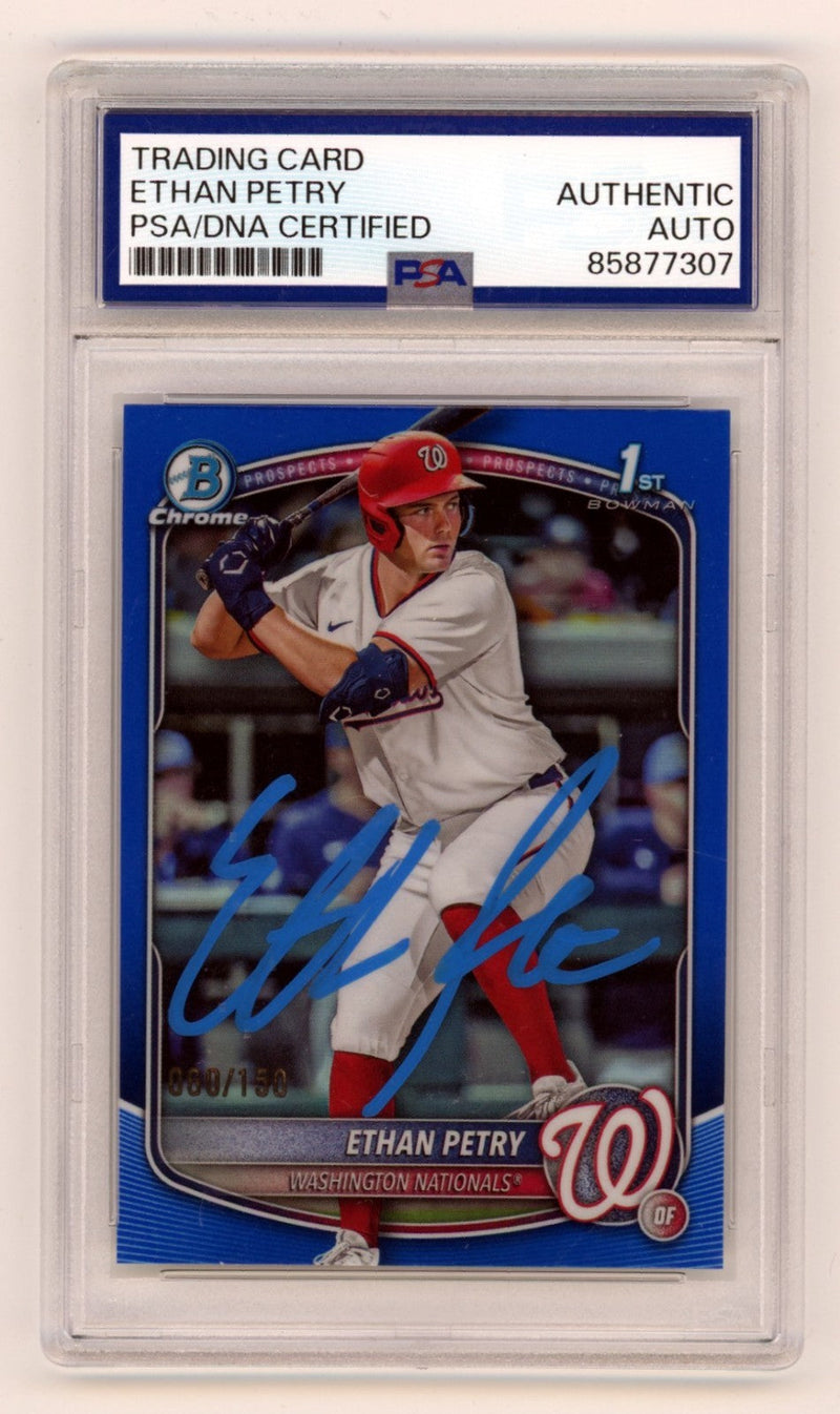 Ethan Petry 2025 Bowman Chrome 1st Blue Refractor Auto RC #60/150 PSA Auto