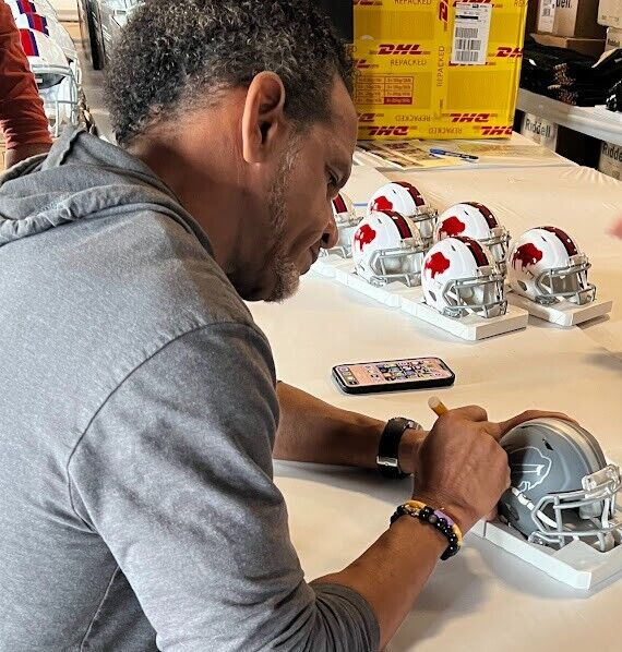Kelly Reed Thomas Triple Signed Bills Slate Mini Helmet Beckett Wit BAS COA