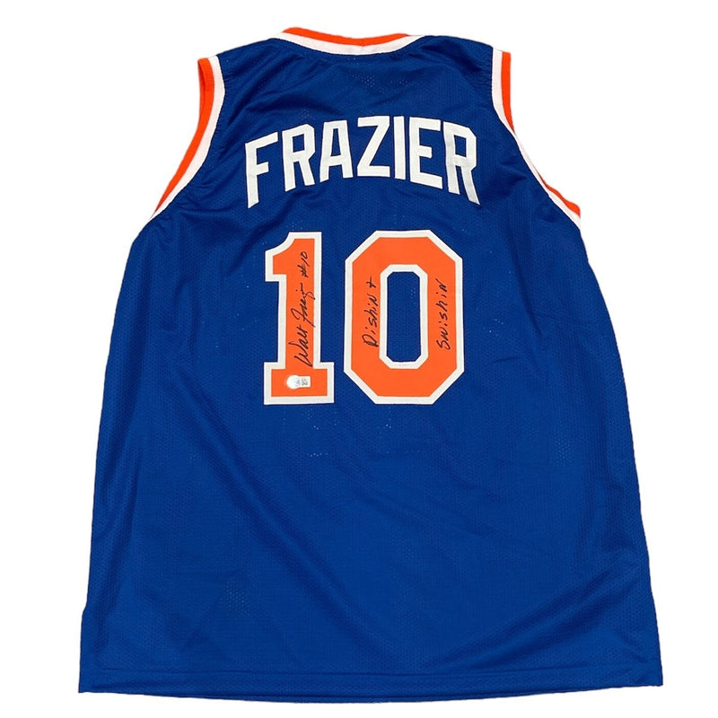 Walt Frazier Signed Knicks Custom Jersey w/ Dishin Swishin Beckett Wit BAS COA