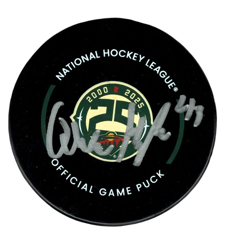 Quinn Hughes Signed Minnesota Wild 25th Anniversary Logo Game Puck Fanatics COA