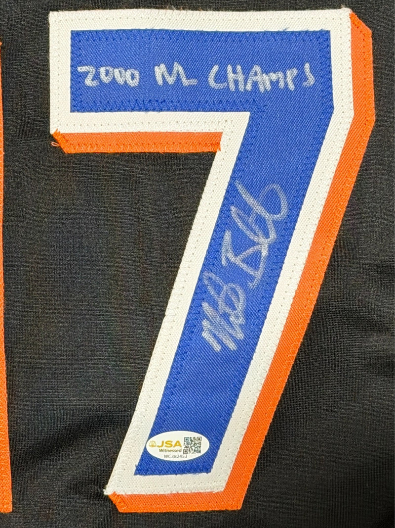 Mike Bordick Signed New York Mets Custom Jersey w/ 2000 NL Champs JSA Wit COA