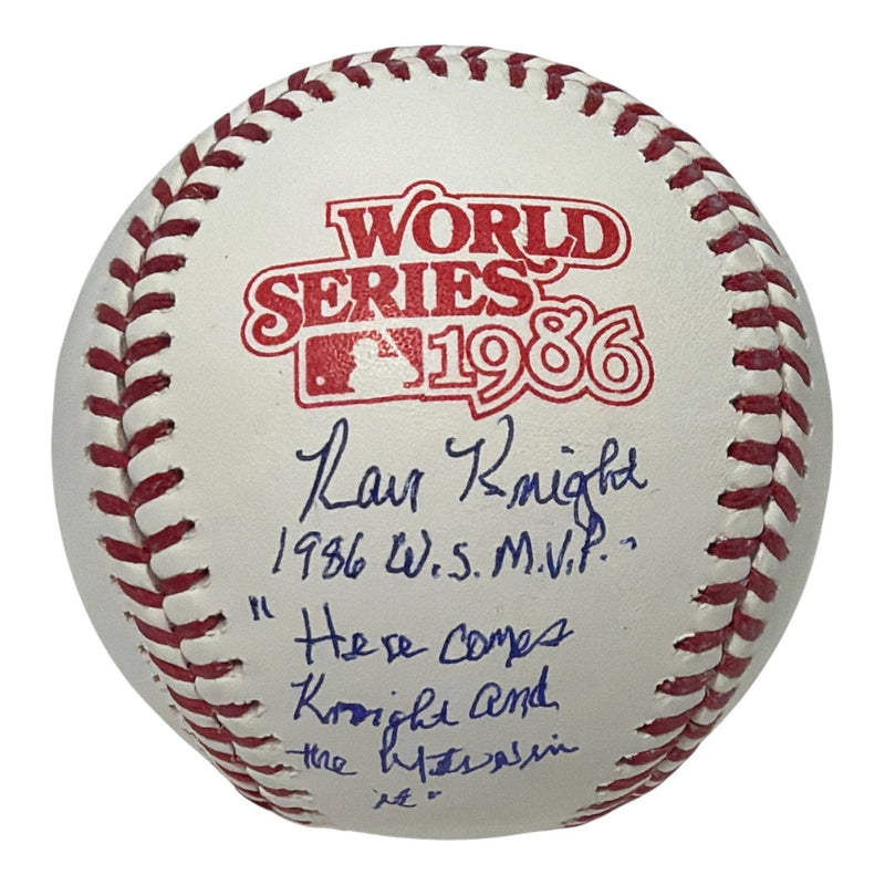 Ray Knight Signed 1986 World Series WS Logo Baseball w/ MVP + Quote Insc JSA COA