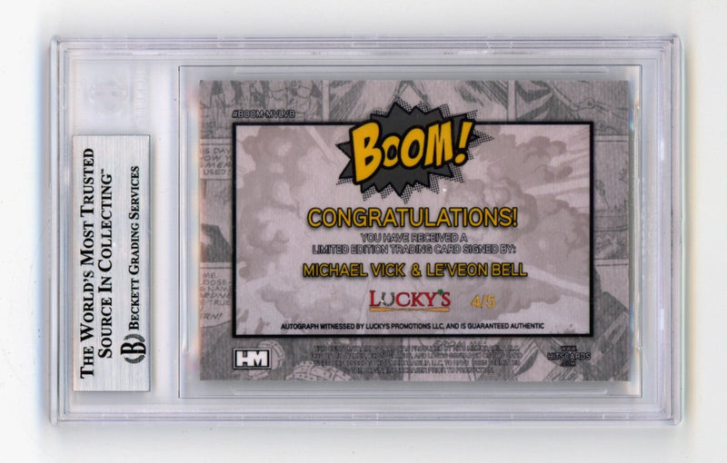 Michael Vick & Le'Veon Bell 2024 Hits Memorabilia BOOM Gold /5 Signed BGS BAS Auto