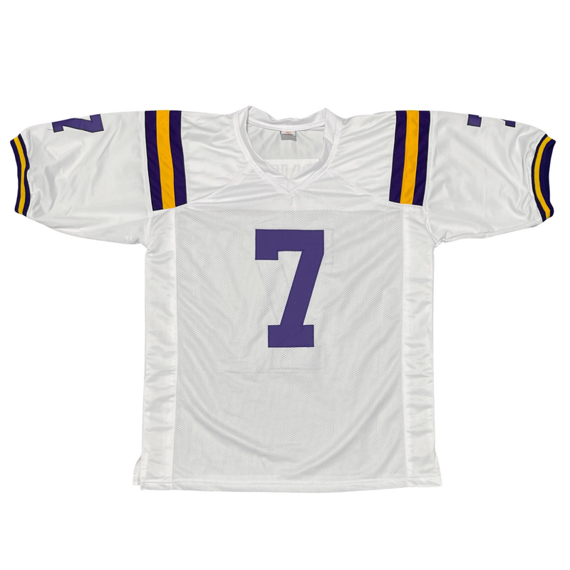 Bert Jones Signed LSU White Custom Jersey w/ CHOF 16 Beckett Witness BAS COA