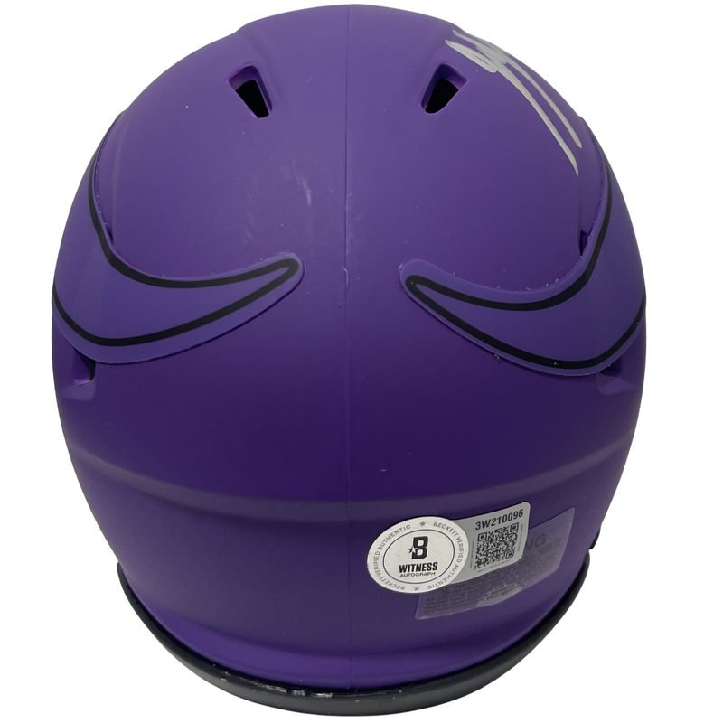 J.J. McCarthy Signed Minnesota Vikings Rave Mini Helmet Beckett Witness BAS COA