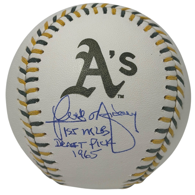 Rick Monday Signed Athletics A's Logo Baseball w/ 1st MLB Pick JSA WITNESS COA