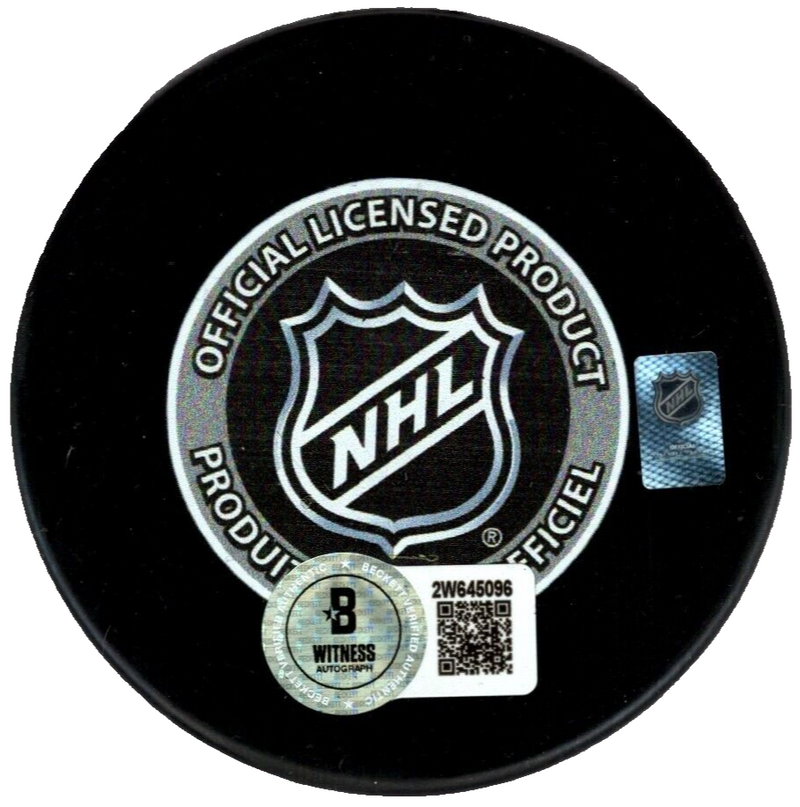 Brett Hull Signed 1999 Stanley Cup Dallas Stars Puck Beckett Witness BAS COA