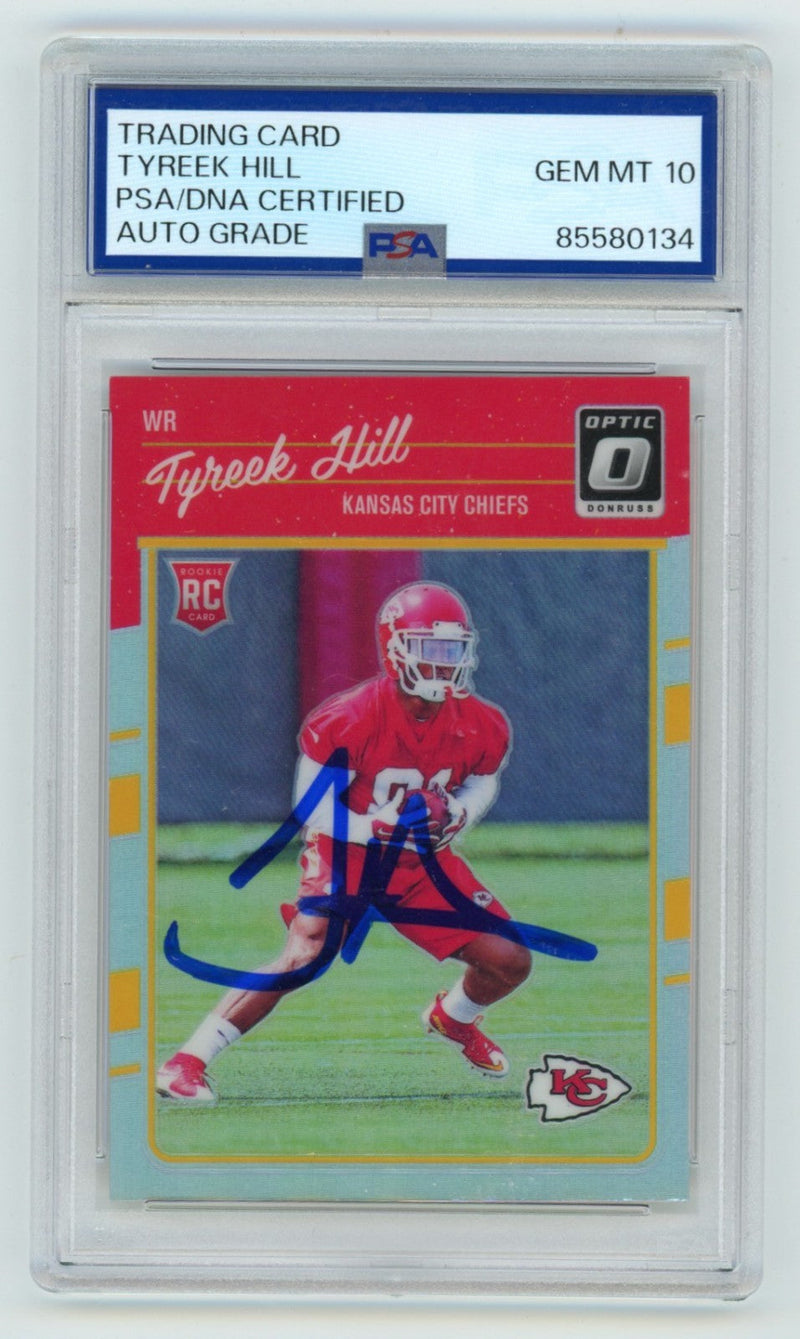 Tyreek Hill 2016 Donruss Optic #117 Silver Holo Signed Rookie RC PSA 10 GEM MINT