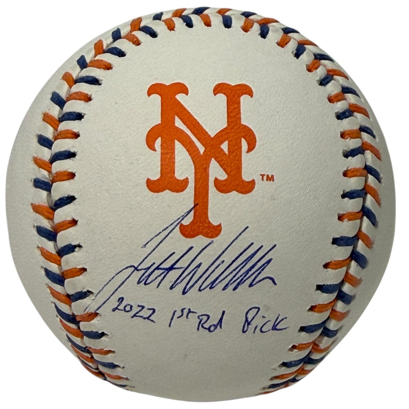 Jett Williams Signed Mets Logo Baseball w/ 2022 1st Rd Pick JSA Witness COA
