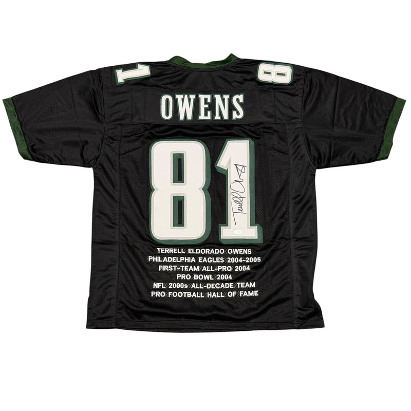 Terrell Owens Signed Autographed Philadelphia Eagles Stat Custom Jersey JSA COA